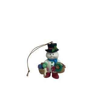 Vintage Lustre Fame Snowman Ornament Hat Gifts 1994